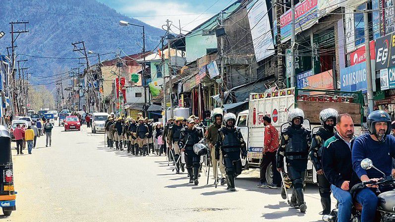Lok Sabha elections: Security forces hold flag march in Kishtwar