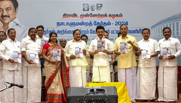 DMK releases manifesto for Lok Sabha election; promises Rs 1,000 per month to women; vows to repeal CAA if INDIA bloc voted to power