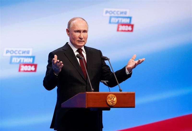 Russian President Vladimir Putin hails electoral victory that was preordained, after harshly suppressing opposition voices