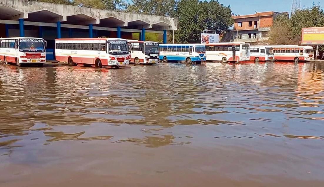 Rain exposes poor drainage at bus stand