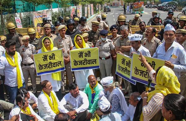 AAP's Haryana unit holds protest against Arvind Kejriwal’s arrest