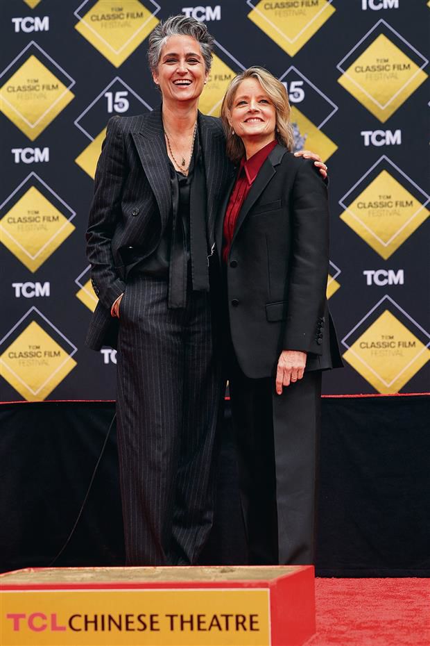 Jodie Foster marks 10th anniversary with wife at hand and footprint ceremony