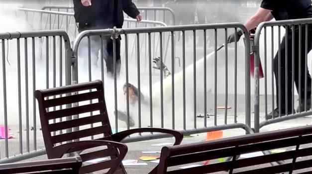 Man dies after setting self on fire outside New York court where Trump trial underway