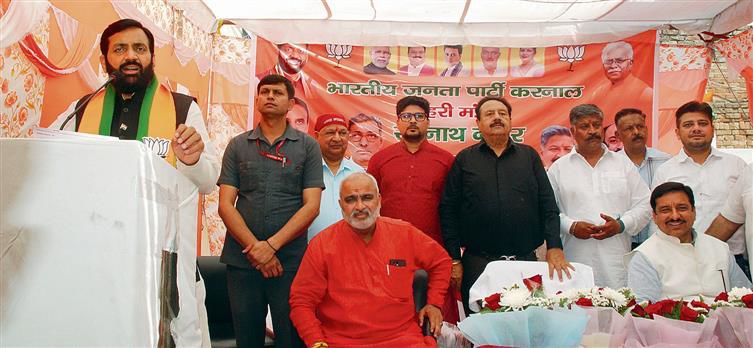 Haryana CM Nayab Singh Saini hits campaign trail in Karnal city