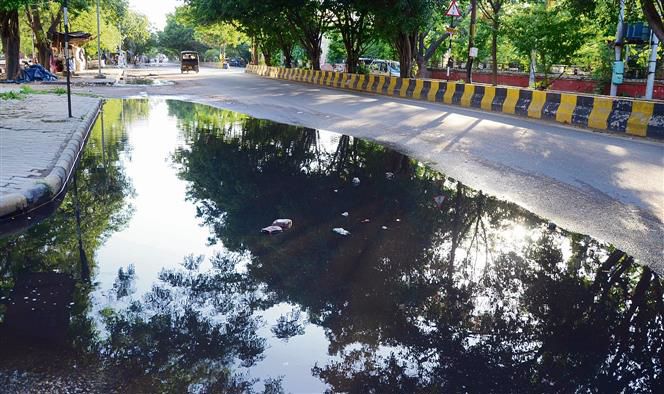 2 days on, rainwater still accumulated on roads in Jalandhar