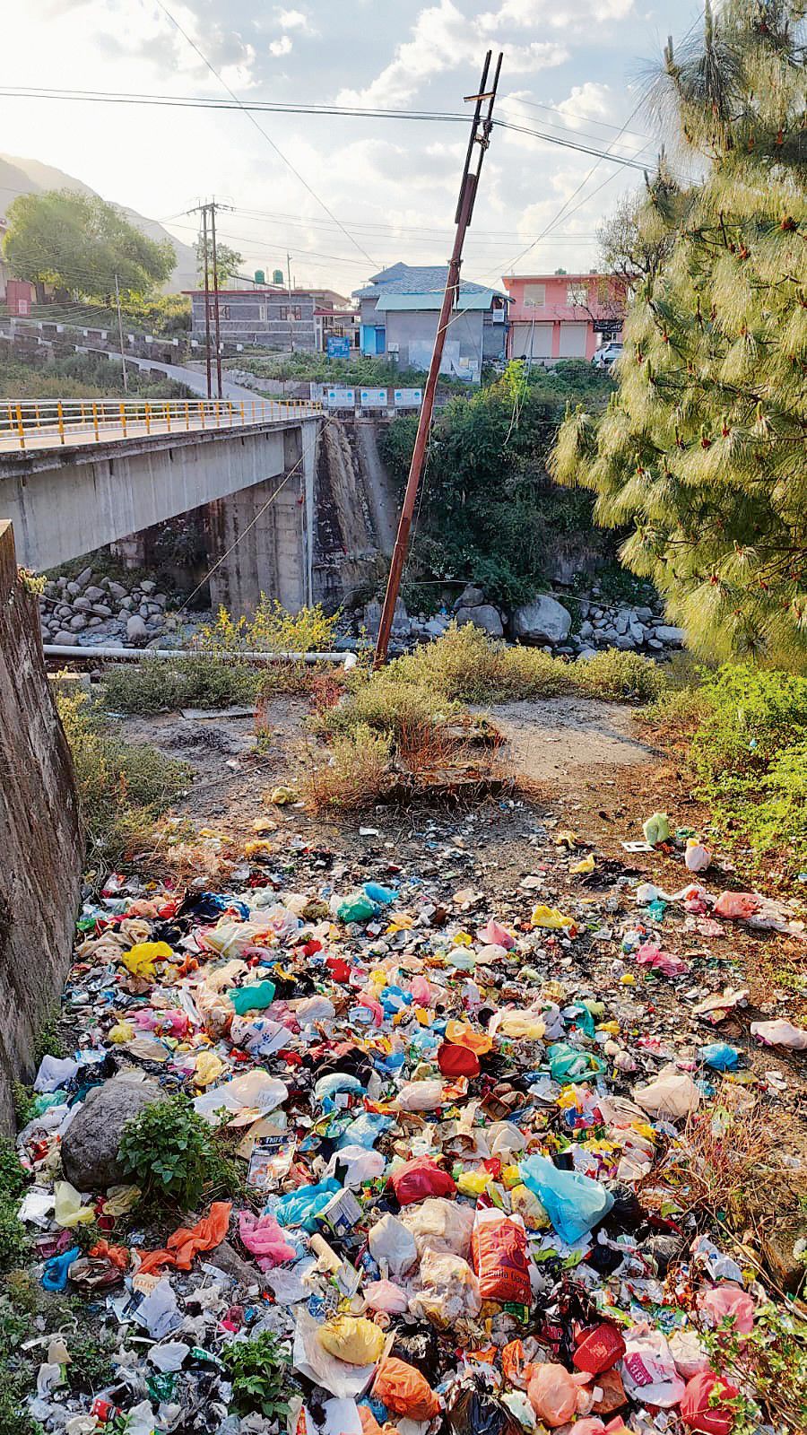 Plastic choking pristine Dharamsala rivulets