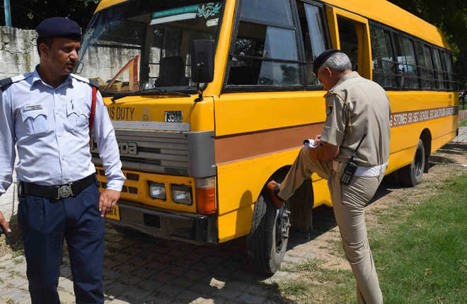Six private school buses impounded in Ambala