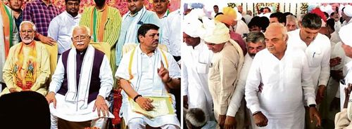 In Bahadurgarh, two ex-CMs  take jibes at each other’s parties