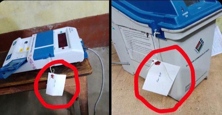TMC posts photos of EVMs with ‘BJP tags on them’; Election Commission replies