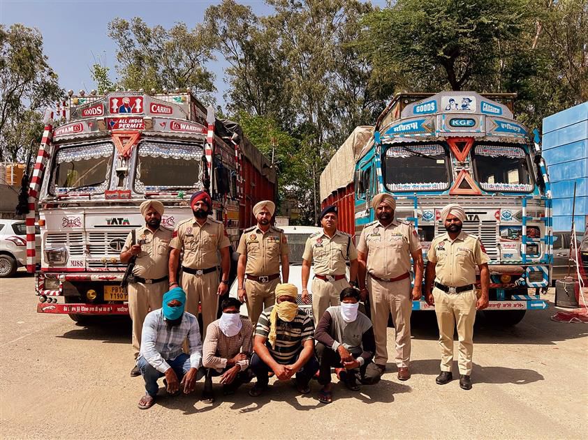 Four nabbed; two trucks, tipper, car seized for illegal sand mining in Amritsar