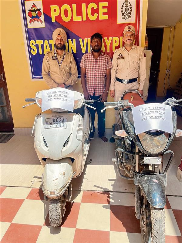 Man held for bike theft in Samba, two vehicles recovered