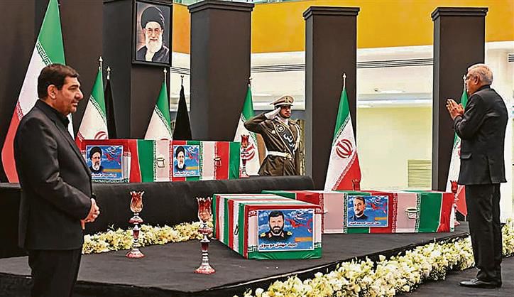 Ayatollah Ali Khamenei leads prayers at Ebrahim Raisi funeral as poll looms
