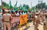 Undeterred by barricades, farmers protest outside BJP’s rally venue