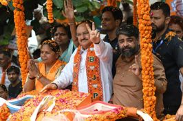 BJP chief Nadda holds roadshow in Panchkula; says INDIA alliance parties seeped in corruption